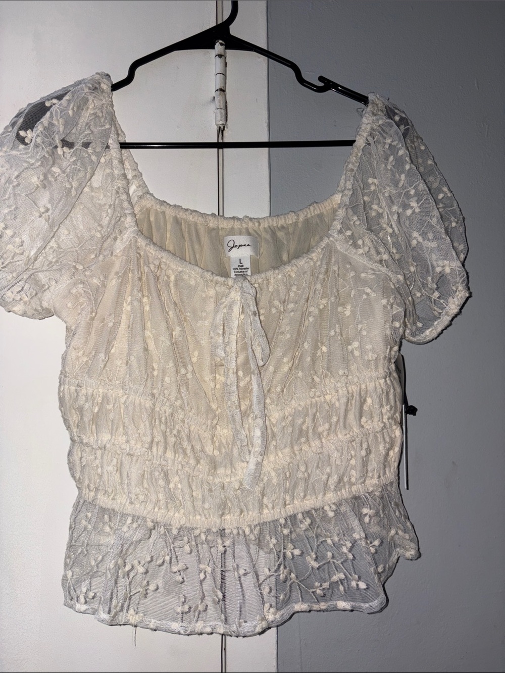 Japna Cream Lace Peasant Blouse